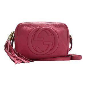 GUCCI Soho Pink Leather Shoulder Bag 719-061825